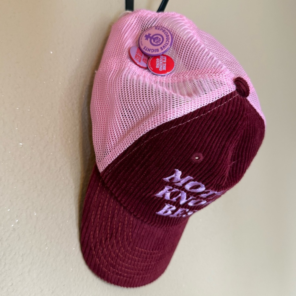 MOTHER Corduroy 'Mother Knows Best' Cap in Wine and Pink - Picture 5 of 14